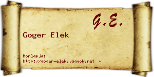 Goger Elek névjegykártya